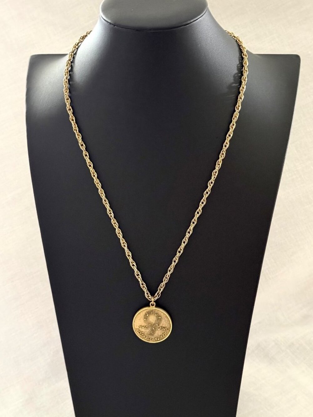 Vintage Notable Ninth Music Achievement Award Medal NJSFWC Gold Tone Necklace